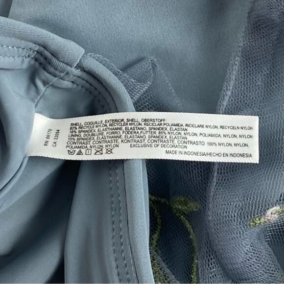 Anthropologie Bikini Bottoms High-Waisted Steel Blue Embroidered Sz S NWOT - Picture 8 of 9